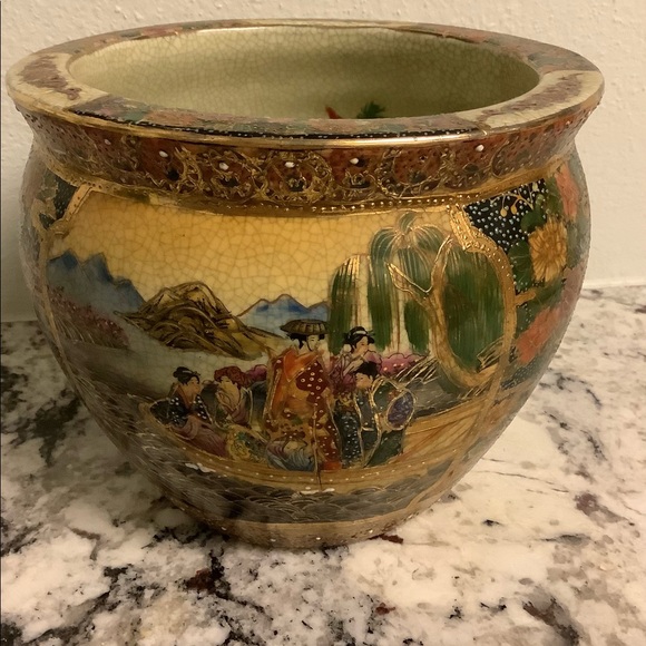 Other - SOLD. Vintage Satsuma FishBowl Chinoiserie Cache Pot